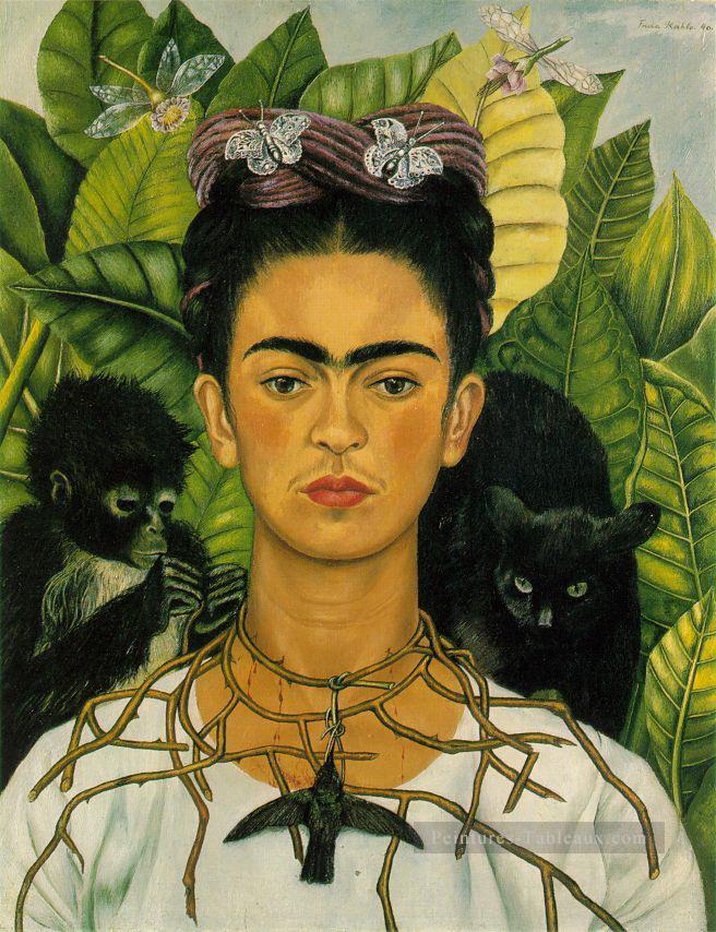 Autoportrait avec collier d’épines féminisme Frida Kahlo Peintures à l'huile